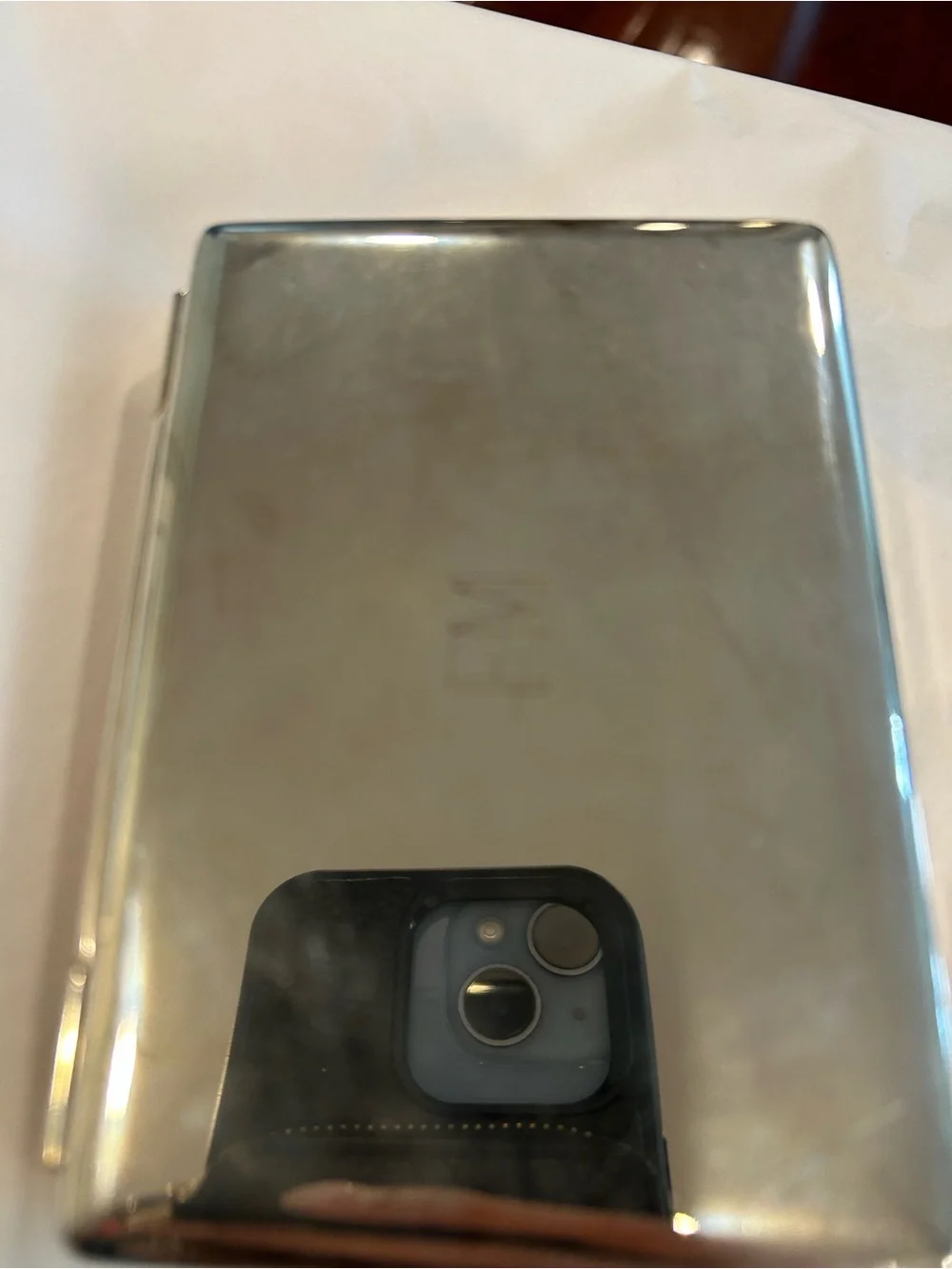 Silver Metal mirror and tissue - Classic Compact .